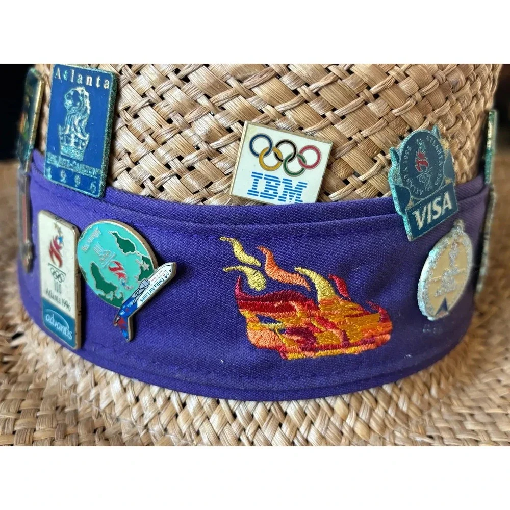 1996 Atlanta Olympics Commemorative Hat with 10+ Collector Pins